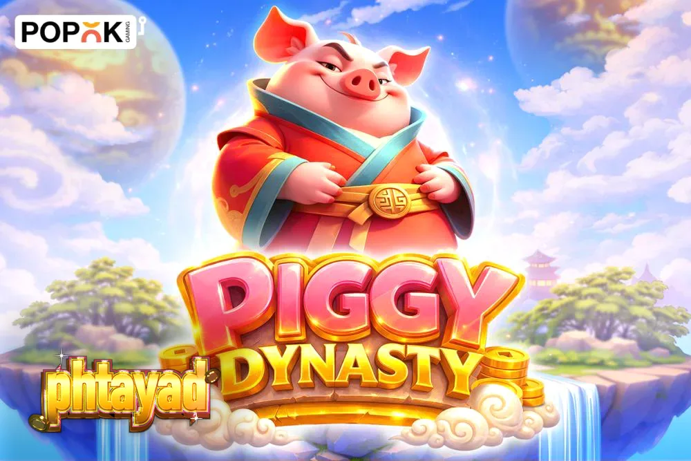 Tampilan visual slot Piggy Dynasty dengan nuansa Asia yang cerah
